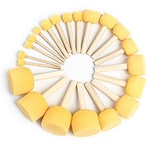 4 Stück Schaumstoff Pinsel Set Mit Holzgriff - Für Acryl, Lacke Und Kunsthandwerk