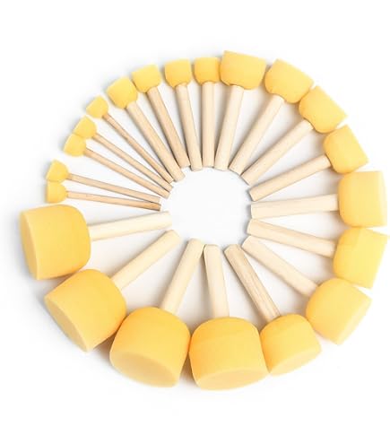 Set 28 Pennelli Spugna Per Bambini - 4 Misure, Con Tavolozza, Per Pittura E Lavoretti - Foto 6