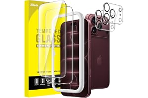 JETech Skärmskydd + Kameralinsskydd för iPhone 18 Pro, 2+2 Pack | Reptålig, 9H+ Härdat Glas Film, Anti Fingeravtryck, Hög Klarhet, Lätt Installation