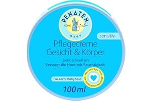 ‎PENATEN PENATEN Pflegecreme Gesicht und Körper 100ml,schnell einziehende Baby Gesichtscreme + Körpercreme für zarte Babyhaut hinterlässt ein weiches Hautgefühl und versorgt die Haut mit wichtiger Feuchtigkeit
