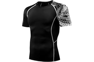 ALWESAM Men's Rash Guard Shirts UPF 50+ Short Sleeves Mens Rash Vest for Wetsuit Surf Breathable High Wicking Quick Dry