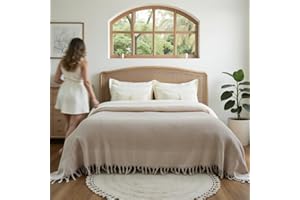 BOHORIA® Narzuta na sofę, fotel i łóżko, 220 x 240 cm, bardzo duża, 100% bawełna, Öko-Tex®, narzuta na sofę, fotel i łóżko, koc wełniany, koc do mieszkania (Sepia)