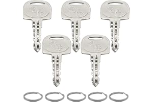 XYQMLY 5 Pcs 601 Ignition Key, Heavy Ignition Key, with 5 Pcs Key Ring, Compatible with Sany Mini Excavator, Ferris Mower, Broderson Crane, Bluebird School Bus, Polaris Snowmobile