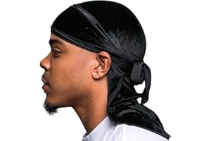 Veeta Superior Velvet Durag – Weiche Samt-Durags für Männer und Frauen, Lange, doppelt breite Träger, seidiges Durag-Futter, dreifach genäht