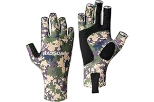 Bassdash ALTIMATE Fishing Gloves Sun Protection Fingerless Hunting UPF 50+ Men’s Women’s UV Gloves
