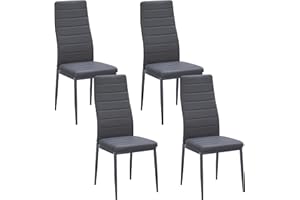 Stanew Set of 4 Modern Dining Chairs, Kitchen Chair Leather with Metal Legs and Foot Pads,Thick Padded Seats,Backrest Set.(Grey,4 Chairs)