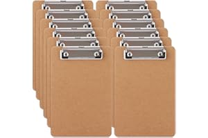 CYEER A5 Clipboard Pack of 16, Hardboard Clip Boards with Heavy Duty Clip, Wooden Clipboard A5 with Hanging Hole for School, Office, Restaurant