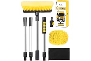 mtbtour Brosse Lavage Voiture, 65" 165 cm Balai Nettoyage Voiture avec Tête de Vadrouille Remplaçable, Sac de Rangement, Brosse Voiture pour Caravane, Voiture de Plaisance, Camion, Fenêtres