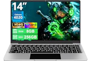 BVATE Ordinateur PC Portable 14 Pouces 8+256Go Win11 Celeron N4020 Support 1 To SSD Expansion 2.4G+5G WiFi Bluetooth 4.2 USB HDMI 1920 x 1080 FHD avec souris sans fil & Membrane de clavier AZERTY - Argent-1