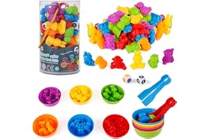 Jeux Montessori 2 3 4 5 Ans, Victse Jouet pour Comptage et Tri, Jeu de Tri Motricité Fine Jouet Educatif Enfants Classification des Couleurs(Animaux Ferme)