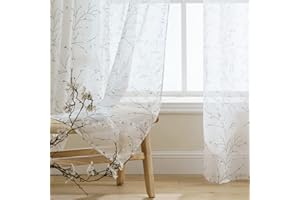 EMEMA Tende Voile Trasparenti per Camera da Letto Tende a Vetro per Letto Matrimoniale Interni con Occhielli Tende Voile per Cameretta Moderne Decorative 2 Pannelli 140x145 cm Nero