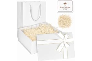 XWCHASA Scatola Regalo Nero, 22 x 16 x 8.5 cm Scatole con Coperchio e Fiocco in Nastro, Scatole Regalo per Regali, Appositamente Progettate per San Valentino Compleanni Festività Anniversari (Bianco)