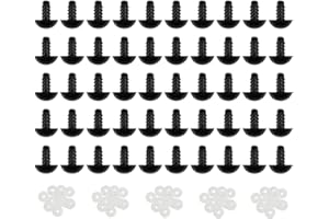BAMBOOPACK 50Pcs 18mm/0.7inch Solid Black Plastic Safety Eyes with Washers Spiral DIY Craft Eyes for Doll Teddy Bear Puppet Animal Toys Sewing Crafting Accessories