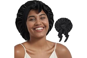 Hat Hut Cofano in raso di seta per berretto da notte per capelli ricci cofano per donne cofano reversibile a doppio strato con fascia di cravatta