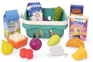 B. toys - Cibo e Cestino da Gioco - 18 Pezzi di Cibo Giocattolo - Drogheria, Cucina, Giochi da Cucina - Set di Giochi di finzione per Bambini, Ragazzi - 2 Anni + - Appena Raccolti