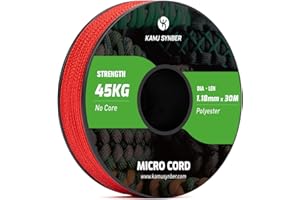 Kamu Synber Micro Corde 1.18mm Paracorde Corde Tresse 30m Bobine pour Bijoux, Bracelet, Pêche, Bricolage | Supporte 45kg | Rouge