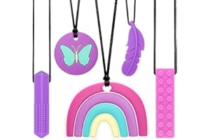 CLDY Kaukette für Kinder, beisskette für kinder, 5 Stück Sensory Kauen Halskette, BPA-frei, Autismus-Spielzeug für Jungen und Mädchen, perfekt für Kinder mit ADHS, Beißende, Fingernägel Kauen