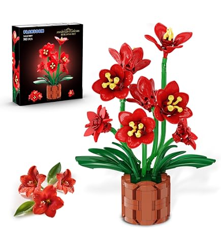 New Block Bouquet Collection - Flower Building Set - Brick Flower Model for Adults - Creative and Decorative Building Kit - Original Gift Idea (9 Flower Pack - A