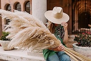 DOERFEELL Pampasgras Groß, 11 Stück 120CM Pampasgras Deko Natürliche und Flauschige Pampas Grass XXL Getrocknet Bouquet für Tisch Schlafzimmer Hochzeit Wohnzimmer DIY Trockene Trockenblumen