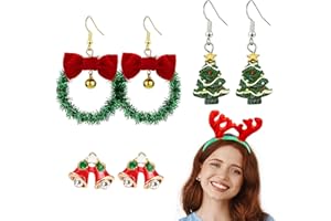 ZMYSQ Boucles d'oreilles Noel pour Femme, Boucle d'oreille Femme de Noel Sapin de noel, Couronne de Noël, Motif cloche de Noël, Boucle doreille Noel Femme Cadeaux de Noël pour Fille Meilleure Amie Collègue