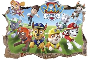 GRENRIC PAW Patrol Art Wall Sticker for Kids Bedroom, 3D Anime Cartoon DIY Self Adhesive Removable Wall Decals Background Decor