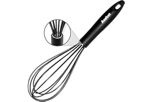 Anaeat 26cm Silicone Balloon Whisk, Perfect for Non-Stick Cookware, Milk and Egg Beater Blender, Heat Resistant Kitchen Whisks for Whisking, Cooking, Baking, Beating, Frothing & Stirring (Black)