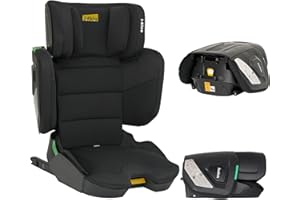 Jovikids i-Size Siège Auto Pliable avec ISOFIX Fixation, Siège Auto de Voyage Portable pour Enfant 100-150cm, Environ 3 à 12 ans, ECE R129/03 - Noir