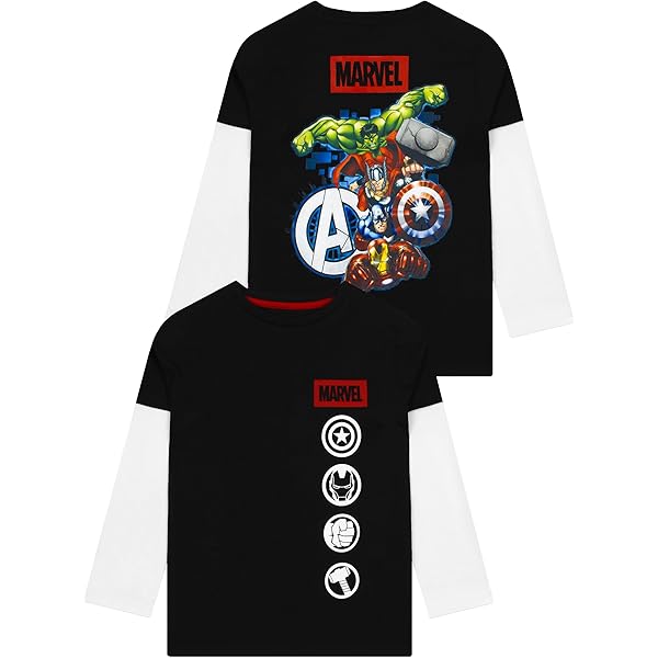 Marvel Bomarcotti181 - T-shirt Ufficiale Per Bambini E Ragazzi, Captain Jacquard Christmas, Colore Nero, Taglia 14 Anni - 6