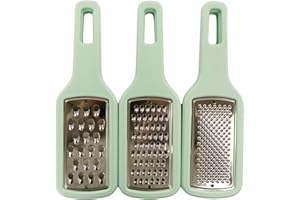 Fackelmann Ocean Set de 3 Ralladores de Cocina, Apilables, Fácil Almacenamiento, Acero Inoxidable y Poliestireno, Aptos para Lavavajillas, 21 x 6,5 x 4 cm, Verde Agua, 1 ud