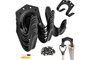 GZcaiyun 18 Stk Gartengerätehalter Haken, Einzelhaken/Doppelhaken Gerätehalter für Garage, Garten, Fahrradschuppen mit 54 Schrauben, 1 Schraubendreher (Schwarz)