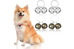 QESSUVNC Set di 4 campane per animali domestici, campane per cani, campane extra forti per gatti, campane per cani, collari, campane per cani e gatti