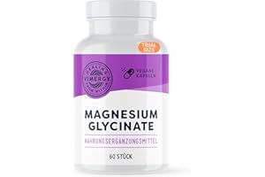 ‎VIMERGY Vimergy Magnesium Glycinat Mineral Nahrungsergänzungsmittel – 30 Kapseln – Unbedenkliche Magnesium Hochdosiert Kapseln – Kurkuma & Ingwer – Glutenfrei, ohne Gentechnik – Für Keto-/Paleo Ernährung