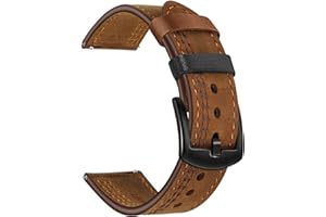 TRUMiRR 22 mm pasek do zegarka z prawdziwej skóry w stylu vintage, szybkie odpinanie, pasek na nadgarstek do Samsung Gear S3 Classic Frontier, Gear 2 Neo Live, Moto 360 2 46 mm, Asus ZenWatch 1 2 Men, Pebble Time