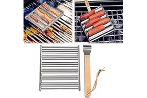 CMLLING Hot Dog Roller für Grill, 6 Rollen für 5 Hot Dogs, Edelstahl