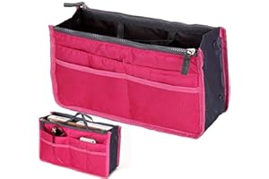 YUEMING Handtaschen Organiser, Taschenorganizer für Frauen, Kosmetikorganizer 13 Taschen Erweiterbar Liner Bag Pouch Reißverschluss Tote Organizer Wickeltasche Reisetasche mit Griff 28x16.5x8.5cm