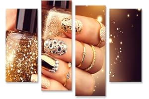 islandburner Tableau sur Toile Accessoires de Vernis à Ongles manucure doré Cadre Affiche Poster Murale Tableaux