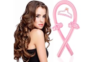 KOSTIZ Heatless Hair Curlers For Long Hair, Lazy Curler Set Having No Heat Silk Curls Headband, Scrunchies and Hair Clip, Curling Rod, Hair Roller Ribbon for DIY Hair Styling of Medium and Long Hair (Pink)