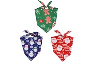 PEUTIER 3pcs Bandana Chien Noël, Plusieurs Tailles Écharpe Chien Bavoir pour Animaux Compagnie pour Petit Moyen et Grand Chien Chat (Bonhomme de Neige, Père Noël, Sucre d'orge)