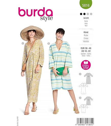 Burda B6076 Patron De Couture, Papier, Blanc, 34-44