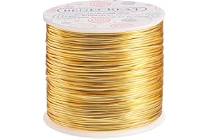 BENECREAT 116m 1.2mm Filo di Alluminio per Gioielli Filo Metallico Colore Giallo per Fabbricazione Braccialetti, Pendenti, Artigianato Calibro 17