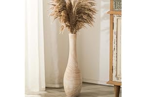 Hanobe Jarrón de suelo para decoración del hogar: jarrones decorativos de madera de 22 pulgadas de alto para sala de estar, gran jarrón rústico bohemio para mesa de comedor, centros de mesa,