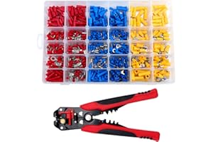 AUSSELL Aussel Wire Crimping Tool, Wire Cutting Tool, Wire Stripper Cutter Tool Set with 500pcs Insulated Connectors Kit for Cutting Stripping Crimping