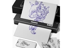 PFARRER Wireless Tattoo Drucker Professional (Upgraded) - Thermo Transfer Maschine mit 10pcs Transferpapier T106P-EU