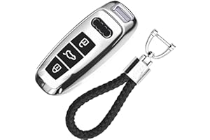 KASER Cover Guscio Chiave Silicone compatibile per Audi Custodia in TPU adatto per Audi A1 A3 A4 A5 A7 A8 Q3 Q5 Q7 TT Protezione Telecomando con Portachiavi (Argento)