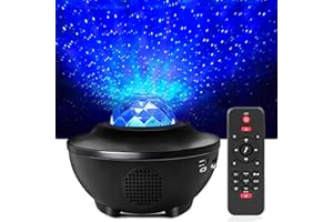 Fuqiduo - Projecteur LED ciel étoilé, Galaxy Projecteur avec télécommande, projecteur de lumière étoilée avec haut-parleur Bluetooth, étoiles, vagues d'eau pour enfants et adultes, cadeaux