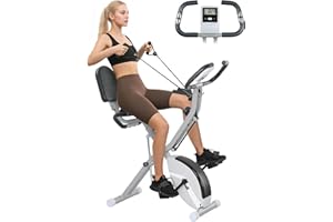 SPORTNOW 5-In-1 Foldable Exercise Bike for Home with 8-Level Magnetic Resistance, Upright/Recumbent Folding Stationary Bike with Arm Workout Bands, Heart Rate Sensor, Comfortable Seat Cushion