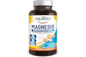 Equilibra Integratori Alimentari, Magnesio, Integratore per la Stanchezza Fisica, Mentale e la Funzione Muscolare, a Base di 3 Sali di Magnesio, Vitamine del Gruppo B, Vegan, Gluten Free, 90 Compresse