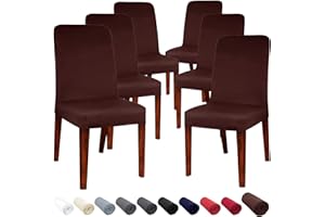 JARITTO Coprisedie con Schienale Sala da Pranzo Elasticizzato Fodere Sedie Moderno Copertura Protettiva della Sedia Lavabile Rimovibile per Hotel Ristorante Festa di Nozze 6 Pezzi (Caffè)
