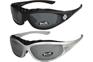 X-CRUZE Choppers - Lot de 2 paires de lunettes de soleil avec rembourrage dans les coloris noir anthracite argent et blanc - Unisexe Femmes Hommes Moto Motocycle Motard Biker Sport Vélo Bicyclette Mode