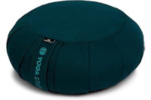 Yoga Studio EU Round Zafu Meditation Cushion | Organic Cotton | Buckwheat Hulls | Removable Washable Cover | Carry Handle